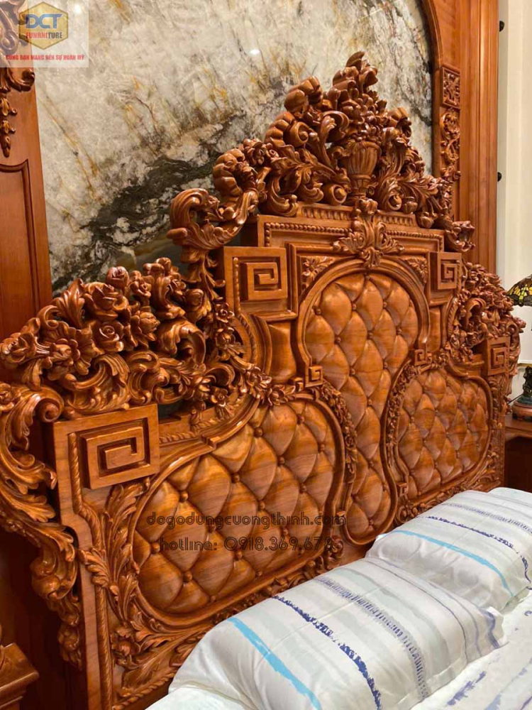 giường ngủ cổ điển gỗ gõ đỏ G54